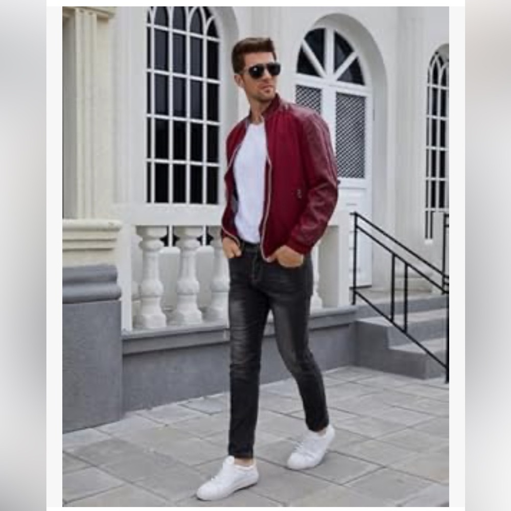 Springrain Men's Casual Slim Fit Lightweight Zip Up Softshell Bomber Jacket